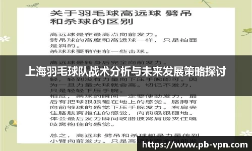 上海羽毛球队战术分析与未来发展策略探讨