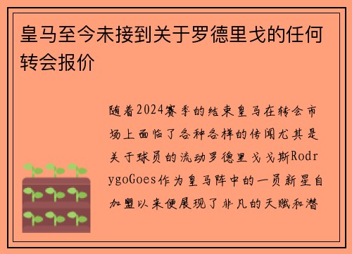 皇马至今未接到关于罗德里戈的任何转会报价